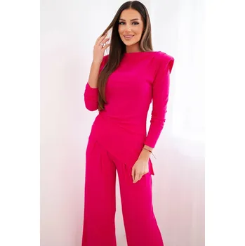 Dámská halenka Dámská bavlněná souprava s blůzou a širokými kalhotami fuchsie UNI