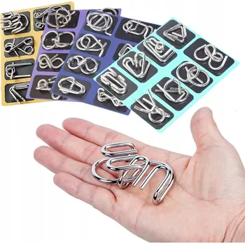 Hlavolam 32 KS SADA KOVOVÝCH HLAVOLAMŮ Z DRÁTU, LOGICKÉ HLAVOLAMY PRO DĚTI