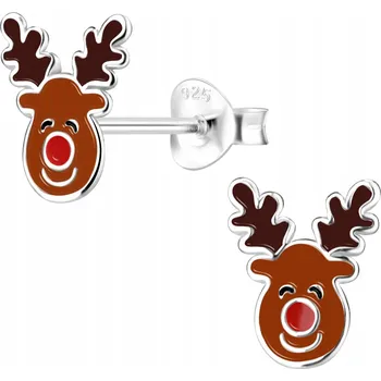 Náušnice Stříbrné náušnice sobíci Vánoční pro dívky puzetky stříbro 925