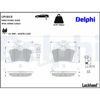 Brzdová destička Sada brzdových destiček, kotoučová brzda DELPHI LP1815