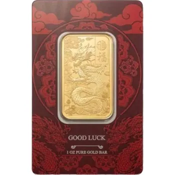 Zlatý slitek PAMP 1 Oz Dragon s motivem štěstí