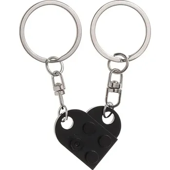 Přívěsek 2 ks Párové klíčenky srdce pro pár | přívěsek - černá1