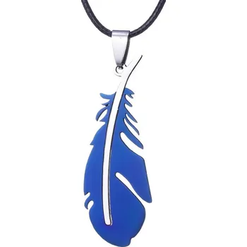 Přívěsek Ocelový přívěsek pírko modrý | šperk - Modrá B.