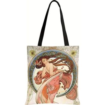 Olejomalba Alphonse Mucha na tašce | plátěná taška, taška přes rameno - Dance , 35x40cm
