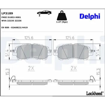 Brzdová destička Sada brzdových destiček, kotoučová brzda DELPHI LP3189