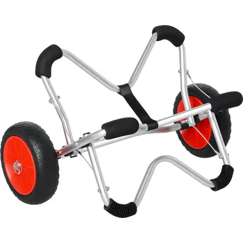 Plošinový vozík HOMCOM Vozík na kajak hliníkový skládací s PU pneumatikami do 75 kg, přepravní vozík 75x43x46 cm, ideální pro kajak a loď | Aosom.de