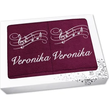 Ručník Luxusní sada ručník + osuška se jménem NA PŘÁNÍ Noty borůvkové