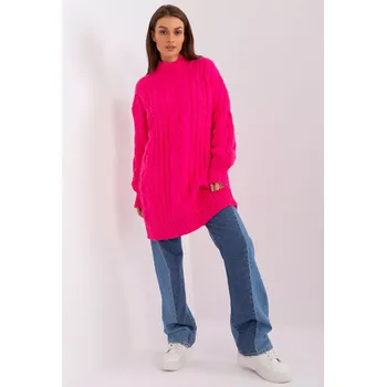 Dámské šaty Dámské svetrové šaty AT SW 2367 1.35P Fluo růžová - FPrice neonová růžová one size