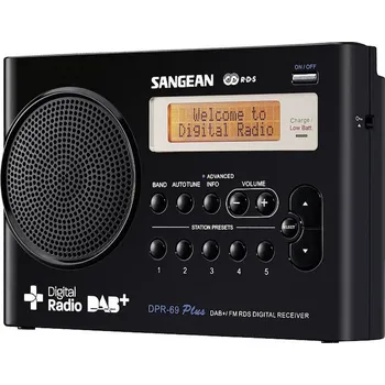 Radiopřijímač Sangean DPR-69 plus DPR-69 plus -BK přenosné rádio, DAB plus , FM, s USB nabíječkou, černá