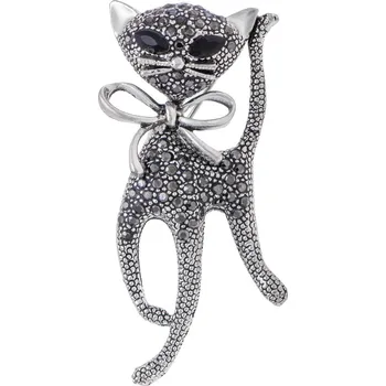 Brož Brož kočka se zirkony černé barvy 9001685 -5