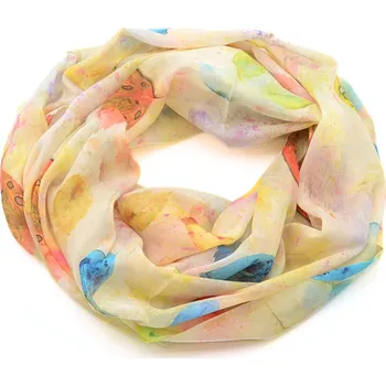 Šála Tunelová šála - žlutá s potiskem listů