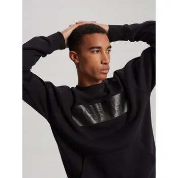 Pánská mikina Módní pánská mikina bez kapuce s potiskem černá pohodlná B1575 velikost XXL