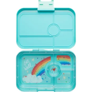 Svačinový box Obědový box TAPAS XL 4 1 l, tyrkysová / duha, plast, Yumbox - doprava zdarma od 2999 Kč