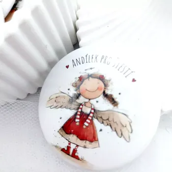Kosmetické zrcátko Andílek pro štěstí 1, zrcátko průměr 58 mm, 1 kus