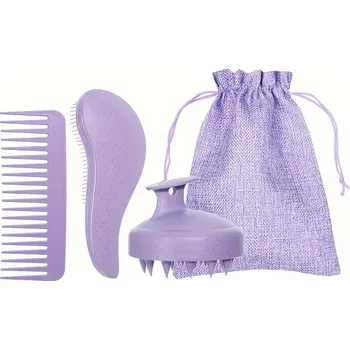 Kosmetická sada Sada kartáčů s masáží hlavy | masážní pomůcky 4 ks - Fialová sada
