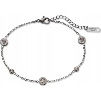 Náramek Stříbrný Náramek s Kotouči a Římskými Číslicemi, Zirkony z Chirurgické Oceli