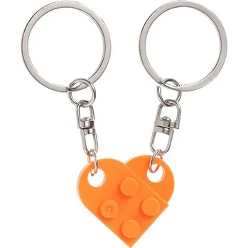 Přívěsek 2 ks Párové klíčenky srdce pro pár | přívěsek - Oranžová1
