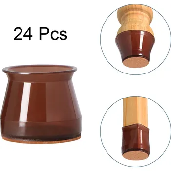 Podložka pod nábytek 24 ks Ochranné silikonové návleky na nohy židlí | podložky pod židle - Hnědý , S (vhodné pro 20-32 mm) , 24 ks