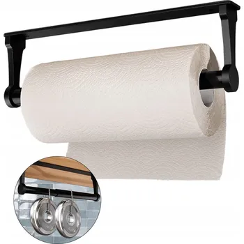 Držák kuchyňských utěrek DRŽÁK NA PAPÍROVÉ UTĚRKY HLINÍKOVÝ ČERNÝ 32CM DO KUCHYNĚ A KOUPELNY