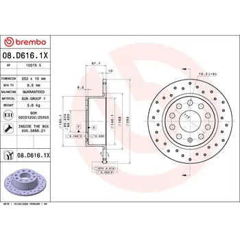 Brzdový kotouč Brzdový kotouč BREMBO 08.D616.1X