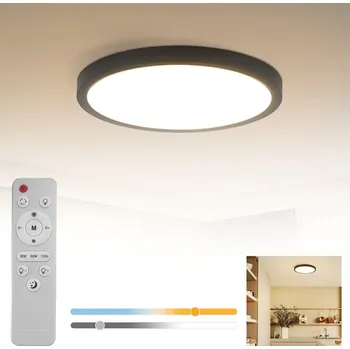 Stropní svítidlo LED panel Stropní Svítidlo Kulatý Nástěnný Černý + Dálkový Ovladač 3Barvy 24W