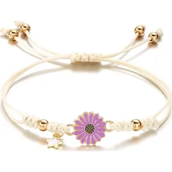 Náramek Květinový provázkový náramek ručně pletený | šperk - fialová