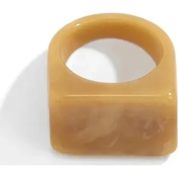 Prsten Masivní hranatý plastový prsten | šperky - Khaki