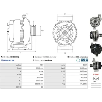Alternátor Usměrňovač, generátor AS-PL Sp. z o.o. ARC9017