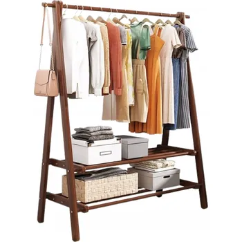 Věšák Stojací věšák, dřevěný věšák Hedo, odstíny hnědé