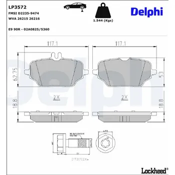 Brzdová destička Sada brzdových destiček, kotoučová brzda DELPHI LP3572