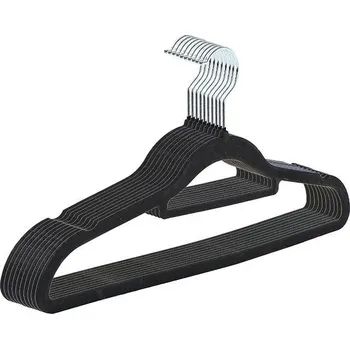 Ramínko Sametové černé ramínko protiskluzové | organizér na oblečení - Černý , 40 ks