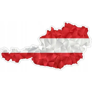 Samolepicí dekorace na vozidlo SAMOLEPKA na Auto | RAKOUSKO MAPA VLAJKA STYL HORY ALPY CESTOVÁNÍ 12x6cm