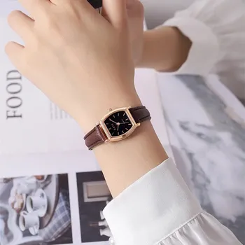 Hodinky Hranaté retro quartz hodinky | doplňky - hnědá černá