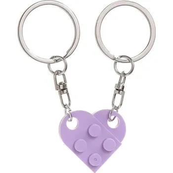 Přívěsek 2 ks Párové klíčenky srdce pro pár | přívěsek - fialová1