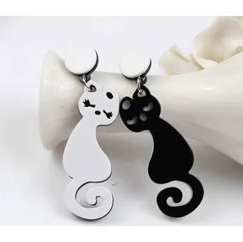 Náušnice 2 ks Kočičí asymetrické výrazné náušnice | šperk - Kočka