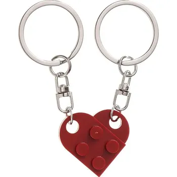 Přívěsek 2 ks Párové klíčenky srdce pro pár | přívěsek - vínově červené1