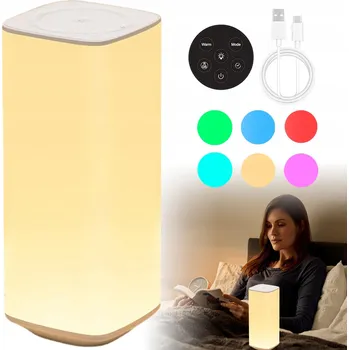 Lampička ELEGANTNÍ MODERNÍ BEZDRÁTOVÁ DOTYKOVÁ LED NOČNÍ LAMPA S USB A 6 REŽIMY