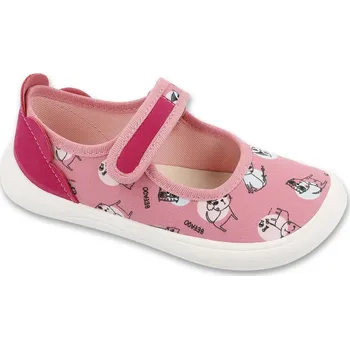 Dívčí baleríny Befado Barefoot 143X003 balerínky růžové s kočkami flexi suchý zip velikost: 26