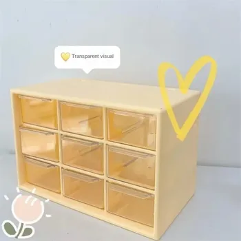 Úložný box Stolní zásuvkový organizér transparentní | úložný box - Žluť