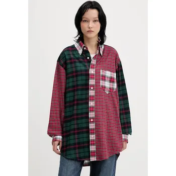 Pánská móda Bavlněná košile Tommy Jeans DN0DN00090 červená 33A, vel. S