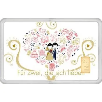 Zlatý slitek 0,5 g-dárková karta-"Pro dva, kteří se milují"