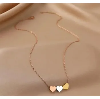 Náhrdelník Romantický náhrdelník tři srdce | šperk - LD408-růžové zlato