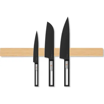 Stojan na nože Wook | dřevěná magnetická lišta na nože - jasan montáž: montáž na zeď, velikost: 25 x 4 x 2 cm (4 nože)