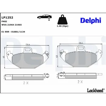 Autodíl Sada brzdových destiček, kotoučová brzda DELPHI LP1252