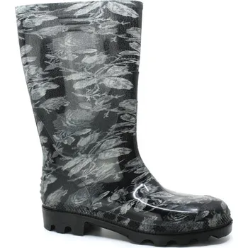 Dámské holínky Dámské holínky s ornamenty růží, černo-bílé vel.38 (Dámské holínky s ornamenty růží)