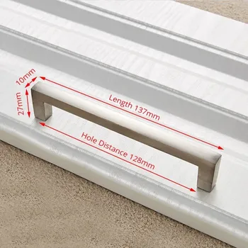 Moderní hliníkové kuchyňské úchytky | nábytkové madlo - Kartáčované stříbro 128 mm