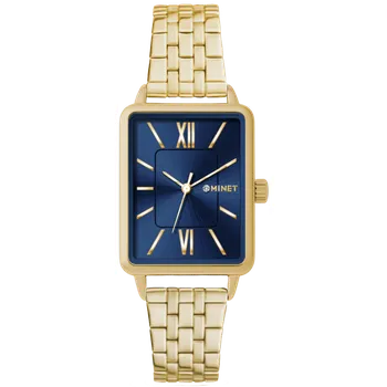 Hodinky MINET Zlato-modré dámské hodinky SIENA se zlatým ocelovým řemínkem MWL5429
