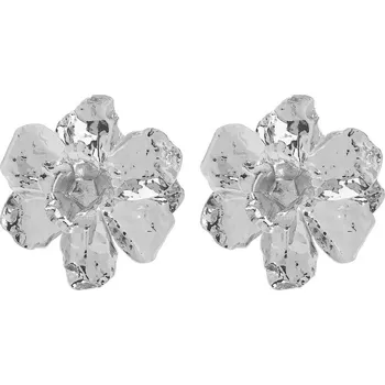 Šperk Výrazné kovové květinové stříbrné náušnice | náušnice šperk - 1