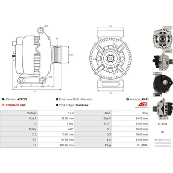 Alternátor Usměrňovač, generátor AS-PL Sp. z o.o. ARC3027