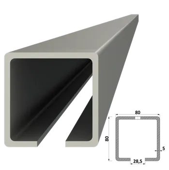 Příslušenství pro plot C profil 80x80x5mm L-7000mm pozinkovaný, pre samonosný systém posuvnej brány, cena za 7m, možnosť dodania len rozvozom K